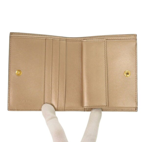 PRADA Gold Leather Saffiano Wallet - Picture 5 of 8